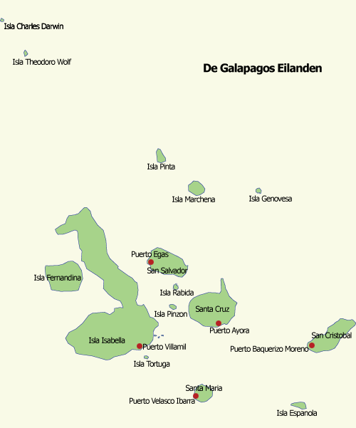 kaart van de Galapagos eilanden